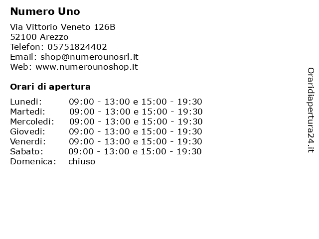 Orari di apertura Numero Uno Via Vittorio Veneto